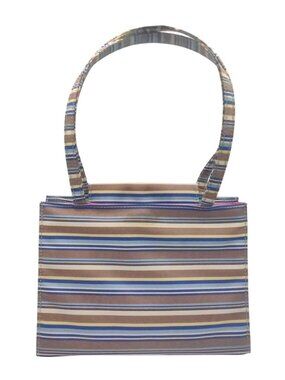 Striped Multi-Color Tote Bag With Dual Handles & Magnetic Closure Lightweight